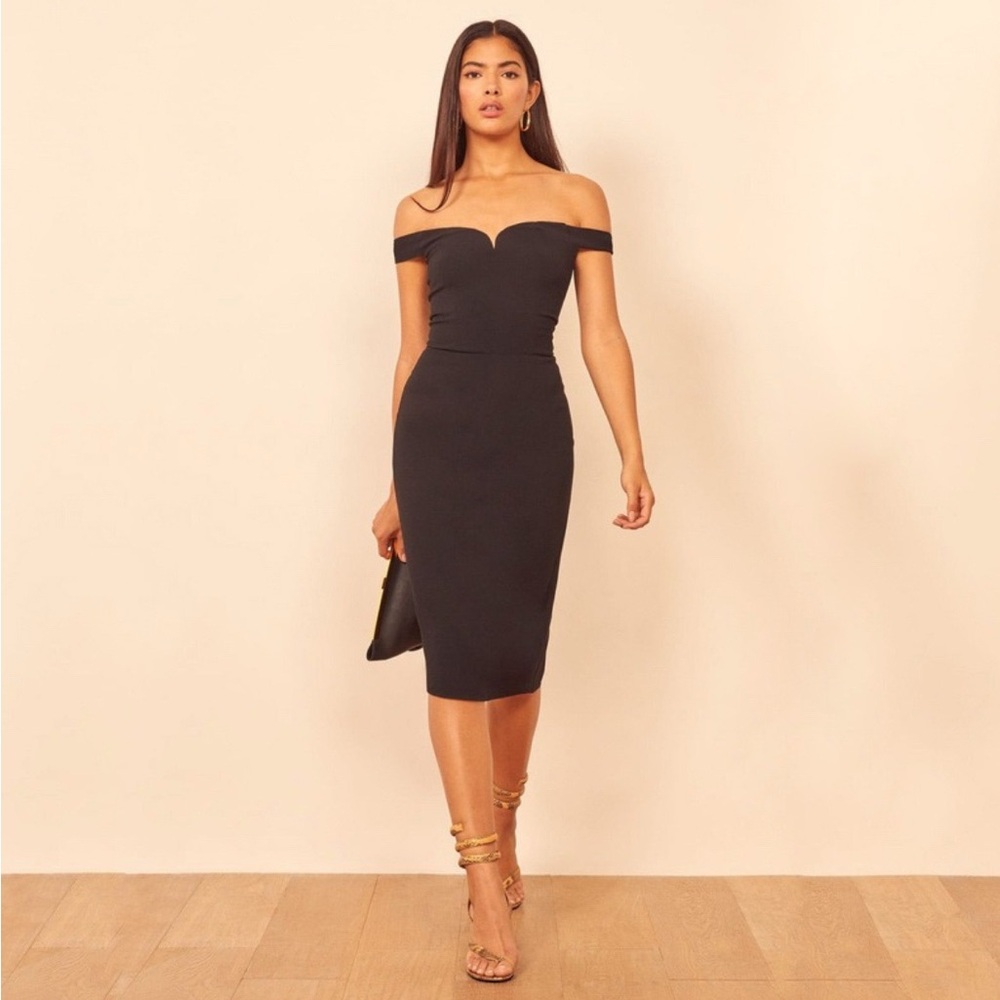 Reformation Cassius Midi Dress in Black